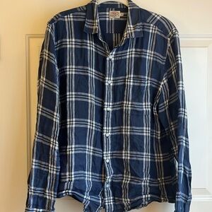 Fatherly Men’s Shirt Cotton Navy White Plaid